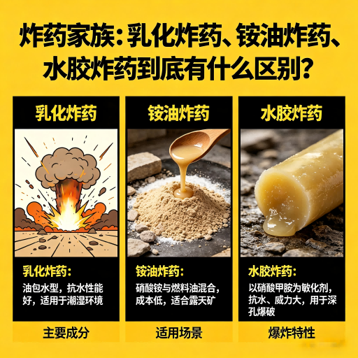 金安炸药家族：乳化炸药、铵油炸药、水胶炸药到底有什么区别？